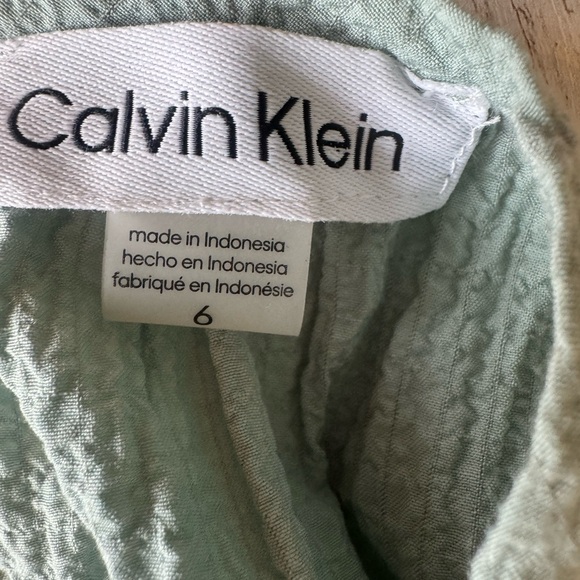 Calvin Klein Sleeveless Tiered Midi Dress Size 6 Pale Grey Green Fit & Flare - Picture 6 of 10